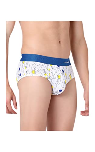 Image of Underjeans Men's Cotton Blend Briefs (UJNPBS051WHITEDKBLUE)