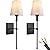 PASSICA DECOR Hardwired Wall Sconces Set of Two 2 Pack Black with Vertical Rod and White Fabric Flared Shade,Versatile Used in Bathroom Stairway Fireplace Living Room Bedroom Farmhouse Nightstands