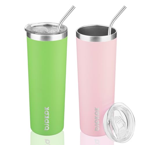 Image of BJPKPK 20 oz 2 Pack Skinny Tumbler with Lid, Stainless Steel Coffee Tumbler