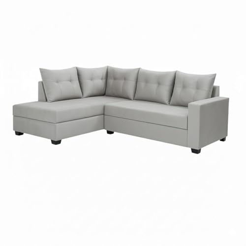 Image of SOCOZI Oriana 4 Seater LHS L Shape Sofa Set | Soft Velvet Suede Fabric | Modern Design | Plush Comfort Cushions for Living Room (Light Grey)