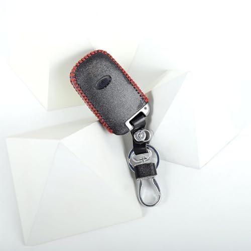 Image of Leather Smart Car Key Cover Case with Key Chain for Old Verna, Old I-20 (Black)