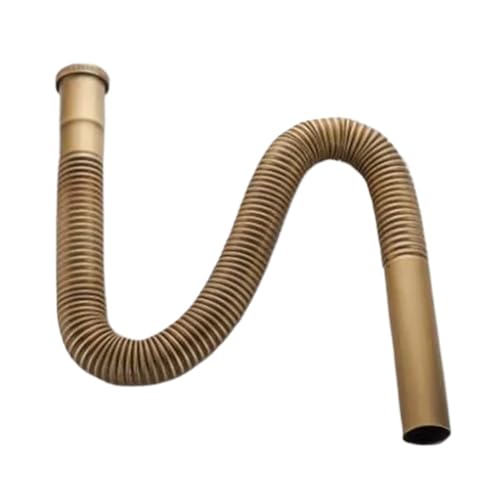 Manguera de latón macizo, sifón flexible, desagüe for fregadero, baño, cocina, lavabo, tubo de agua, DN30, juego de desagüe for fregadero, accesorios for bañera(Antique Brass)