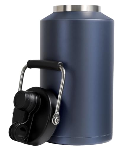 Image of Insulated Water Bottle,1 Gallon Jug with Handle, 128oz Stainless Steel, Large Water Wide Mouth Bottle for Hot & Cold Drinks, Ideal for Travel, Camping, Family (Dark Blue)