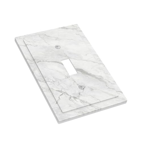 Annisrak Decorative Light Switch Cover Marble Granite White And Grey 1 Gang Single Toggle Decorator Outlet Wall Plate Device Electrical Faceplate Switchplates for Home Bedroom Decor by Annisrak - Image 3