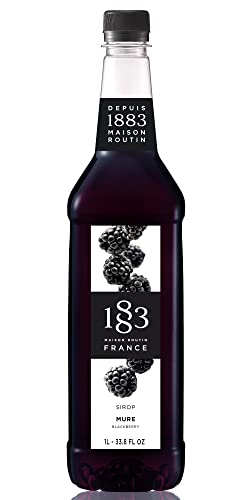 Image of 1883 Blackberry Syrup for Drinks, Made in France, 1 Liter Plastic Bottle