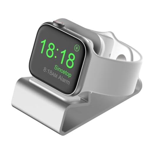 Sincetop Compatible with Apple Watch Stand, Aluminum iWatch 44 40 42 38 mm Charging Holder Dock Station Nightstand Mode for Apple Watch Series 7/SE/6/5/4/3/2/1【Magnetic Charger not Included】-Silver