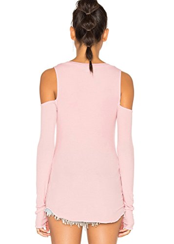 Image of Mippo Cold Shoulder Tops for Women Long Sleeve Workout Tops | Loose Fit, Off the Shoulder Top, Thumb Holes, Lightweight, Yoga and Casual, Easy to Care