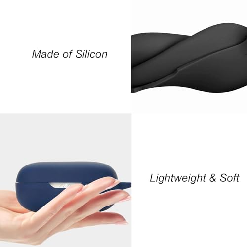 Silicone Case for JBL Wave Flex, Ultra Slim Anti-Scratch Anti-Lost Protective Earbuds Case Lightweight Washable Sumdge-Proof Earphone Skin Cover with Carabiner for JBL Wave Flex, Blue