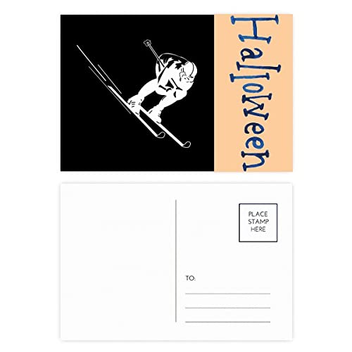 Cartes postales Halloween motif ski noir lot de 20 pour vos invitations de fête