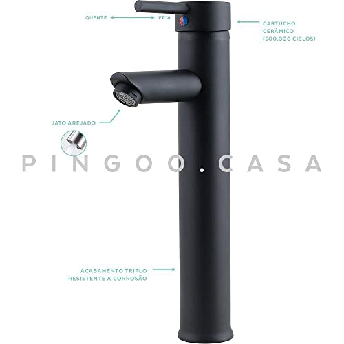 Pingoo.Casa, Torneira para Banheiro, Misturador Monocomando, Alta Xingu, Preto