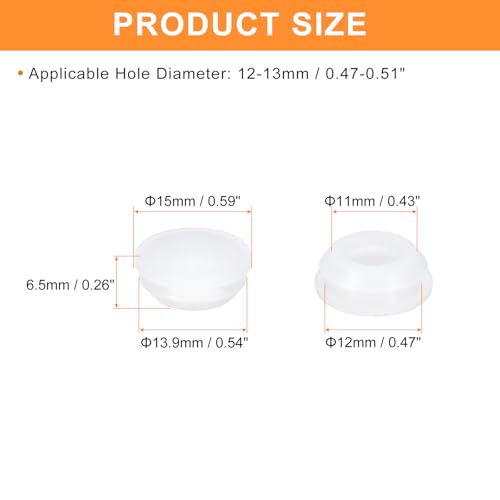 Image of uxcell 16 Pcs Silicone Plugs, Rubber Round Snap in Locking Hole Plugs for 12-13mm Hole, Hole Stoppers Waterproof Hole Plug for Metal Tube, Furniture End Caps Inserts, Clear