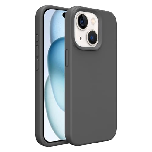 Image of iPhone 15 Case Silicone,Soft Microfiber Lining(Charcoal Gray)