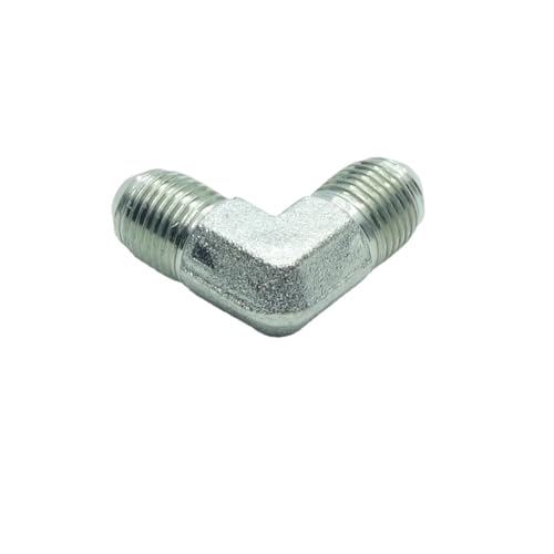 Image of 1 Piece Hydraulic 3 /8 inch JIC (9 /16 inch-18) 37 Flare Male x 3 /8 inch JIC (9 /16 inch-18) 37 Flare Male Elbow Adapter Steel Plated