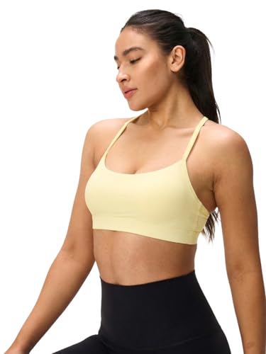 Image of Womens Y Back Padded Sports Bra Strappy U Neck Butter Soft Low Impact Workout Bras Yoga Pilates Walking