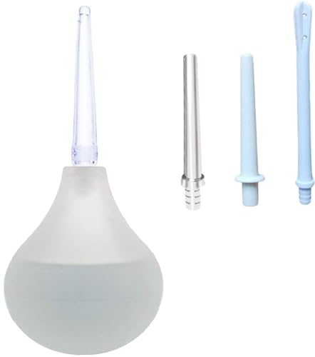 Image of Rectal Enema Bulb for Men - Anal Douche for Women, BPA and Phthalates Free Reusable Vaginal or Anal Clyster Cleaner with Hygienic Tip and Soft Smooth Nozzle, 220ML, White +4 nozzles