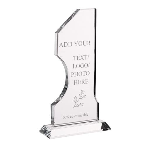 Wanapix | Trofeo Personalizado con Nombre y Texto | Cristal Grabado | Premio Personalizado | Número 1 | Incluye Estuche para Guardar | Detalle Original