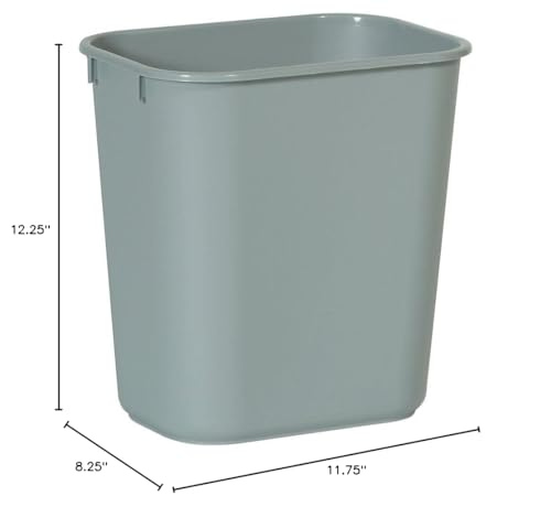Image of Rubbermaid Commercial Products Deskside Wastebasket /Trash Can, 3.25-Gallon /13-Quart, Gray, Plastic, for Bedroom /Bathroom /Office, Fits Under Desk /Sink /Cabinet, Pack of 12