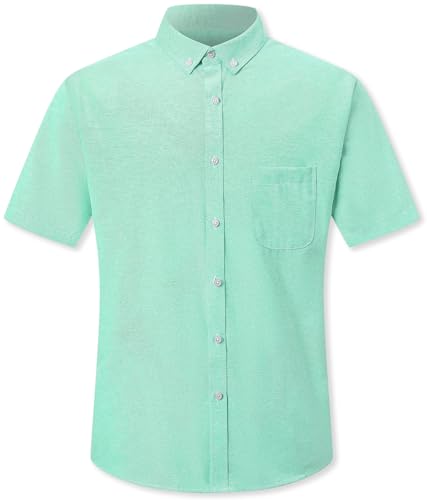 Image of SANGTREE Men & Boy Striped Multicolor Oxford Cotton Shirt,Comfortable Fit,Short Sleeve Collared Shirt