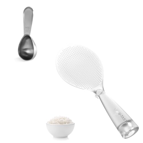Image of U-Taste 18 /8 Stainless Steel Coffee Scoop 2 Tablespoon Metal Measuring Spoon and 329F Heat Resistant Rice Spoon Paddle Scooper (Transparent)