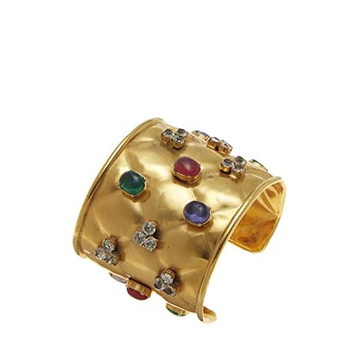 Chanel, Pre-Loved Gold & Gripoix Quilted Cuff, Multicolor