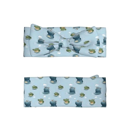 Cute Hippo Crocodile Print Baby Girl Bows Headbands Baby Girls Newborn Headbands Infant Toddlers 0-6 Months2