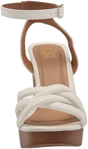 YOKI-ARLESA-05 Women's Strappy Open Toe Wooden Heels, White, 7 M US | Image 1