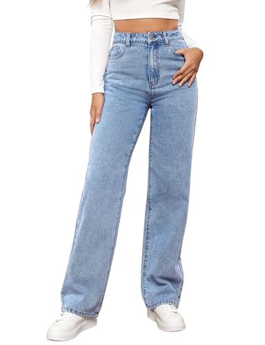 Women's Straight Leg Jeans Tummy Control Trendy High Waisted Stretchy Casual Denim Pants Baggy Trousers