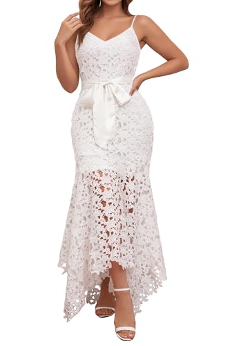 VERWIN Sleeveless V Neck Women's Hollow Strap Floor-Length Lace-Up Asymmetrical Women's Party Evening Sexy Maxi Dress