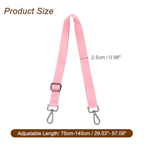 Image of uxcell Wide Shoulder Strap, 2.5cm Adjustable Purse Strap Replacement Crossbody Strap for Shoulder Bag Handbag, Pink, Black Pull Core Buckle