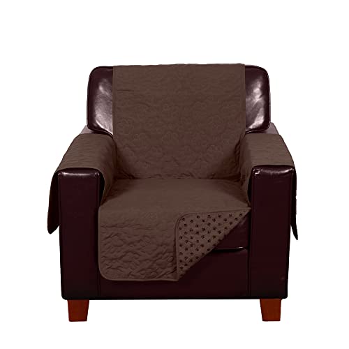 Image of Furhaven Waterproof & Non-Slip Chair Cover Protector for Dogs, Cats, & Children - Quilted Paw Print Living Room Furniture Cover - Espresso, Chair