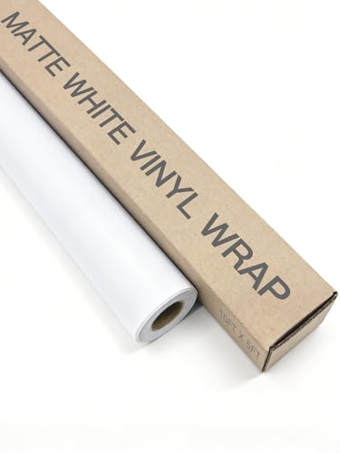Image of Matte White Car Vinyl Wrap Roll for Cars, 10ft x 5ft Vinyl Wrap Film for Cars Body Protection, Scratch Resistance with Air Release Technology (Matte White)