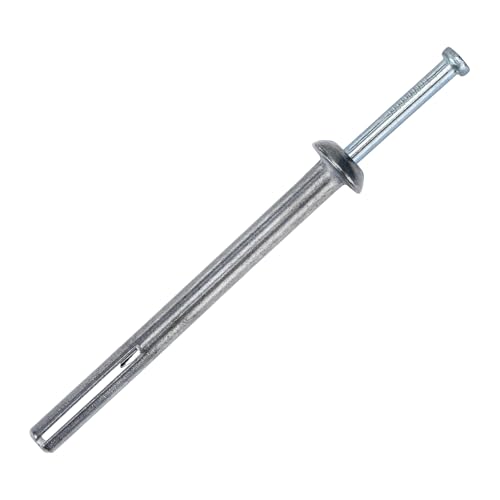 Sieqioor 1/4' x 3' Hammer Drive Nail in Anchors (20 Pack)–Carbon Steel Fasteners for Concrete, Brick...