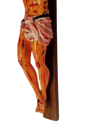 Crucifixo De Parede Super Realista Rico em Detalhes Cristo Chagado Artesanal 50 cm