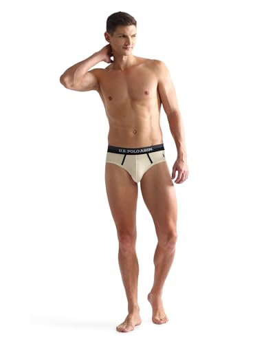 Image of U.S. Polo ASSN. Mens OET07 Dual Tone Cotton Stretch Underwear Briefs - Pack of 3