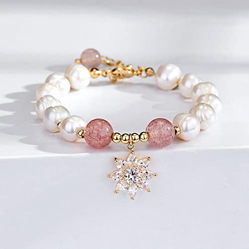 Cadeau bracelet fille et femme au motif flocon étincelant en perles