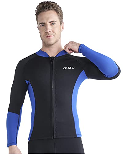 Camiseta de neopreno para hombre 1.5MM con cierre frontal y mangas largas para buceo, surf, natación y snorkel miniatura 3