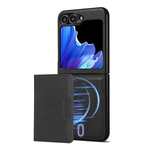 Custodia a portafoglio per Samsung Galaxy Z Flip 7 custodia magnetica staccabile con slot per schede separato protettiva multifunzione nero pelle