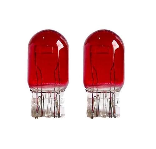 Fugedox 2 PCS T20 7443 1891 21/5W Clear Glass Turn Signal Stop Brake Tail Light-Bulbs - DRL Indicator Light Micro Bulb Parts, Automotive Universal Lighting Accessory, for Cars (RED)