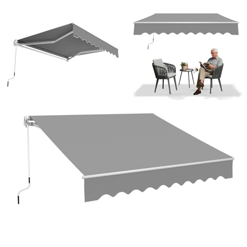 Tenda da balcone: Materiale: alluminio; tessuto per tende da sole in robusto poliestere 280 g/m², Colore: Grigio scuro/Grigio chiaro; Tenda: Manuale