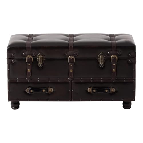 Vintage Storage Bench Upholstered Mid-Century Faux...