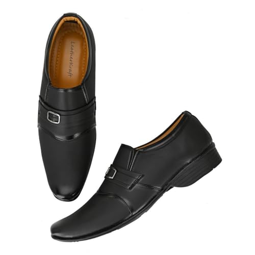 Image of Leatherkraft Formal Slip-On Shoes with Applique Detail