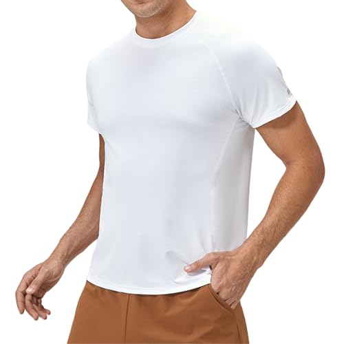 Mens Short Sleeve Athletic Shirts Sun Uv Protection Rash Guard Shirts Lightweight Quick Dry Gym Tee Shirt for Men