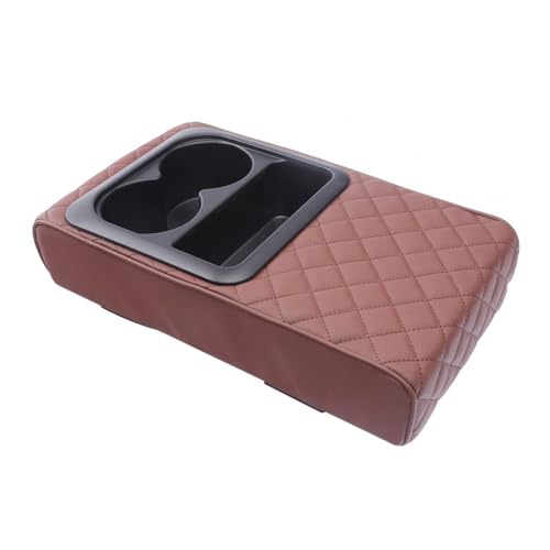 Coussin d'accoudoir de voiture en cuir avec porte-gobelet et rangement intégré noir