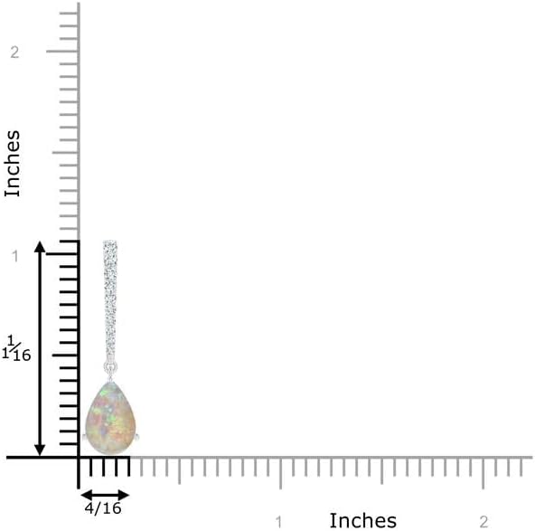 Angara Natural Opal Pendant for Women | Opal Solitaire Long Drop Pendant with Diamond Studded Bale in 14K Solid Gold/Silver/Platinum With 18" Chain | October Birthday, Gemstone Jewelry Gift - Image 3