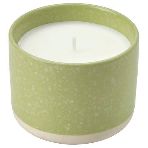 Bougie parfumée pomme LÖVSKOGSLUND élimine odeurs pot céramique beige