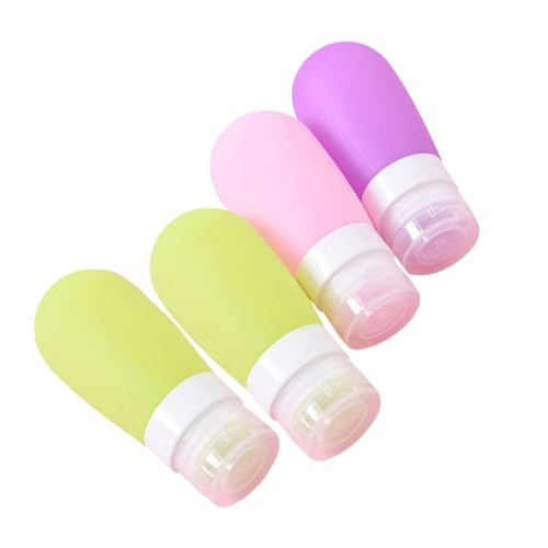 HEALEEP 4個シリコン製旅行用ボトル 漏れ防止 旅行用容器 シャンプー ローション 化粧品 収納 持ち運び便利 詰め替え可能 再利用可能 環境に優しい 航空機持ち込み対応