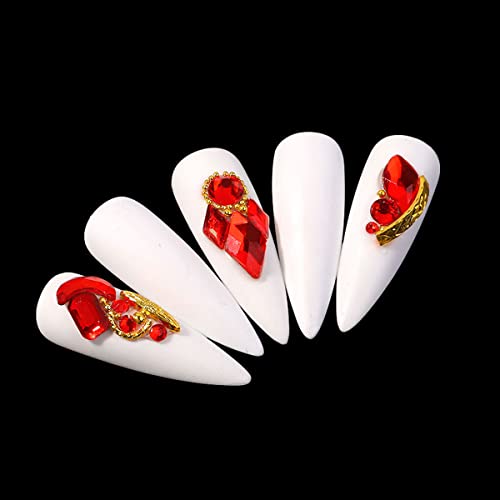 Yzzseven 12 Types Of 600 Diamonds +2500 Flat Rhinestones Mix 20 Styles Flatback Rhinestone Crystals 3D Decorations Flat Back Stones Gems Set For For Nail Art Diy|（Scarlet） #TOP4