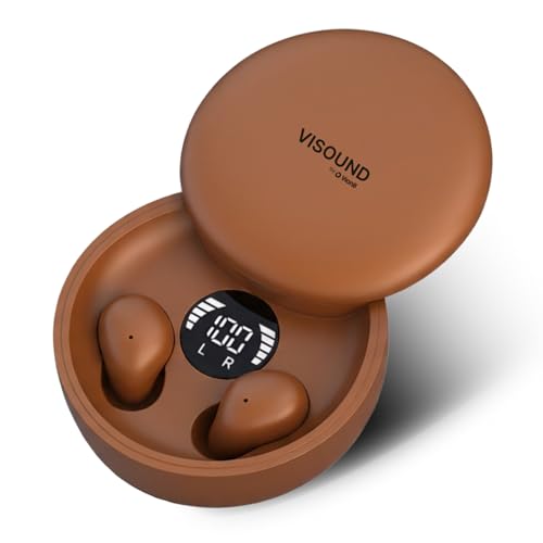 VISOUND Air Skin Tones Invisible Earbuds for Small Ears - Wireless Bluetooth 5.4 Skin-Matching Mini Stemless Ear Buds IPX5 Waterproof Crystal Clear Calls (Copper Amber)
