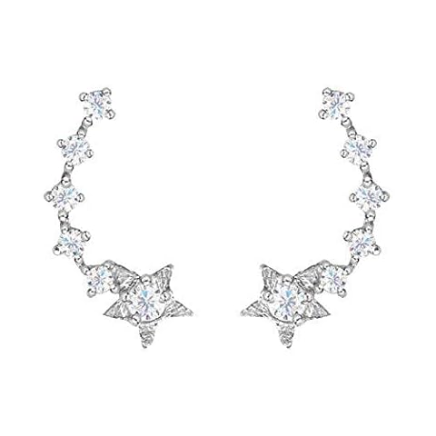 SELOVO 925 Sterling Silver Star Earring Cuff Ear Climber Cubic Zirconia Crystal Stud for Girls Women Cover