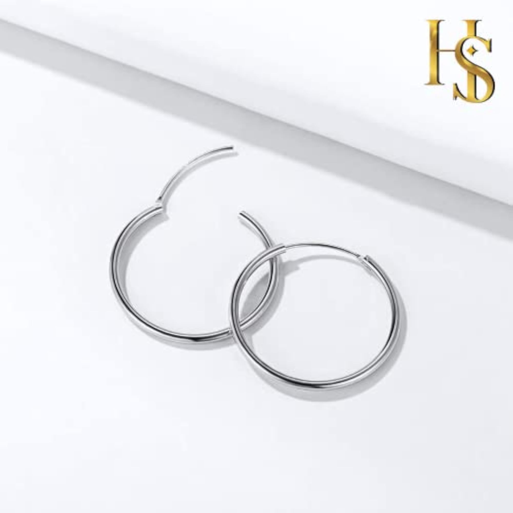 92.5 Sterling Silver Hoop Earrings 16G 10mm Men